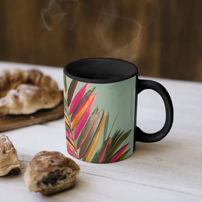 Magische Mok - Foto op Warmte Mokken - Koffiemok - Tak - Bladeren - Kleurrijk - Schaduw - Magic Mok - Beker - 350 ML - Theemok
