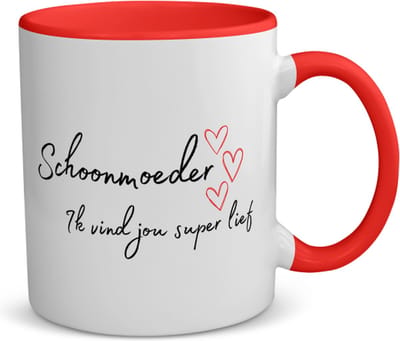 Akyol - schoonmoeder ik vind jou super lief koffiemok - theemok - rood - Mama - de liefste schoonmoeder - moeder cadeautjes - moederdag - verjaardag - geschenk - kado - 350 ML inhoud