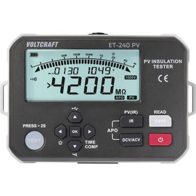 VOLTCRAFT ET-240 PV Isolatiemeter 125 V, 250 V, 500 V, 1000 V 4000 MΩ