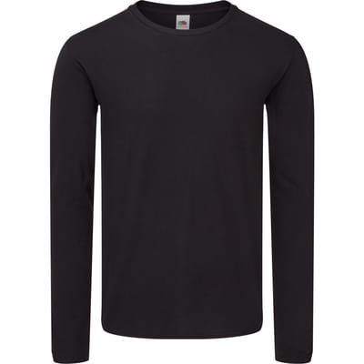 Fruit of the Loom Heren Iconic 150 Classic T-shirt met lange mouwen (Zwart)