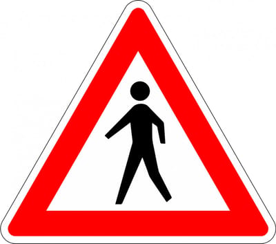 Pas op voetgangers sticker, J23 50 mm - 10 stuks per kaart