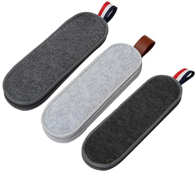 Dailygoods- Bestekzak Lichtgrijs - Opbergtas voor Bestek - Vilt + Aluminium - 25x8x2 cm - Geschikt voor Picknicks - Lichtgewicht en Duurzaam - Bestekopberger