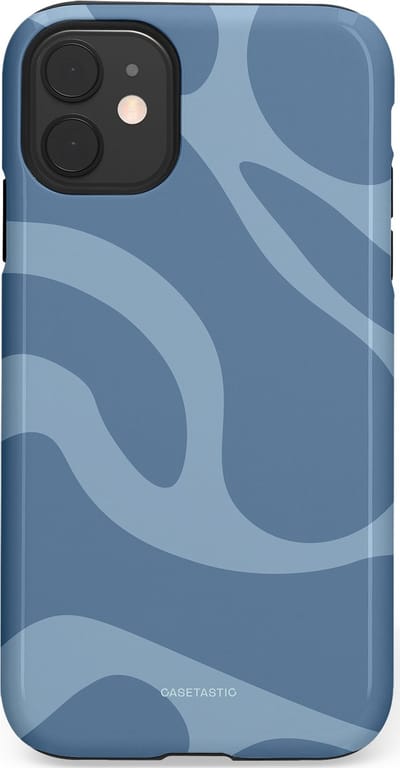 Casetastic hoesje geschikt voor Apple iPhone 11 - Dubbellaagse bescherming - Blauwe Water Golven - Fashion Case - Grijs Lichtblauw