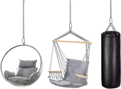 Hangstoel Ketting - Schommel Ophanging - Tuin Ontspanning - Roestvrij Staal - 650 Pond Capaciteit - Zilverkleurig