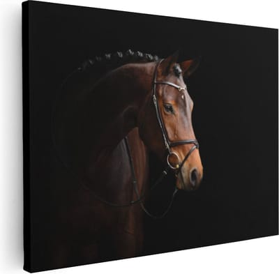 Artaza Canvas Schilderij Dierenkop - 40x30 cm - Klein - Wanddecoratie Paard - Muurdecoratie Woonkamer - Kamer Accessoires
