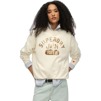 Superdry - Ruimvallend versierd Varsity sweatshirt met ronde hals - Dames - Truien