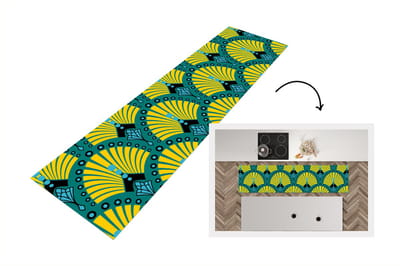 Keukenloper - Loper keuken - Art Deco - Patroon - Blauw - Geel - 200x50 cm - Keukenloper vinyl