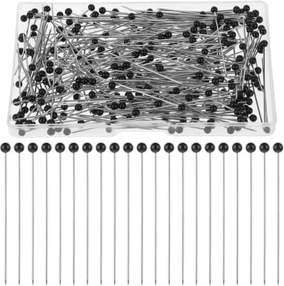 300 stuks spelden, zwarte spelden met parelmoeren kogelkop, 3,8 cm lang, kleermakersspelden voor het bevestigen van naai-accessoires bij het zelf maken van sieraden, zwart