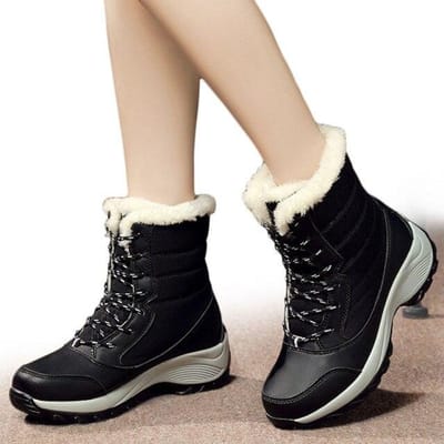 Bottes de Neige Bottines Chaudes en Peluche pour Femmes Chaussures d'Hiver Bottes Imperméables Chaussures d'Hiver pour Femmes Bottines Botas Mujer 35 noir