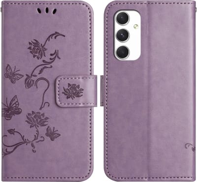 Coverup Hoesje - Geschikt voor Samsung Galaxy A16 Hoesje - Coverup Bloemen & Vlinders Book Case - Lila