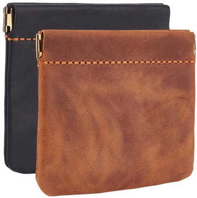 Dailygoods - 12 x 10,2 cm grote tweekleurige Crazy Horse lederen portemonnee met drukknoopsluiting, inclusief lippenstift en vak voor kleingeld voor dames en heren