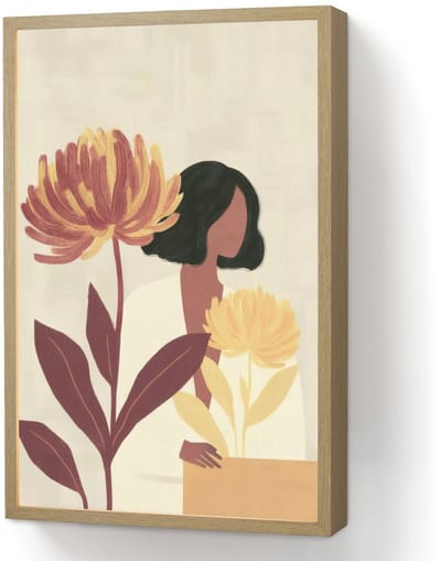 Wandlamp 40x60 cm - Oplaadbaar - Vrouw - Minimalistisch - Bloem - Wandlampen binnen woonkamer - Slaapkamer lamp - Decoratieve nachtlamp - Vloerlamp draadloos