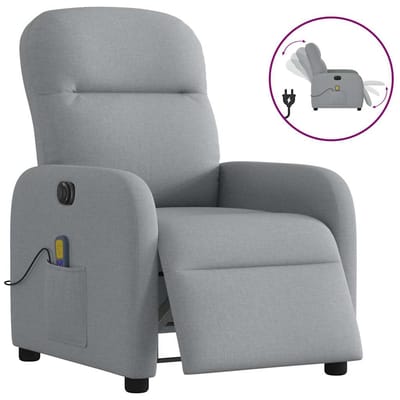 vidaXL - Massagestoel - elektrisch - verstelbaar - stof - lichtgrijs