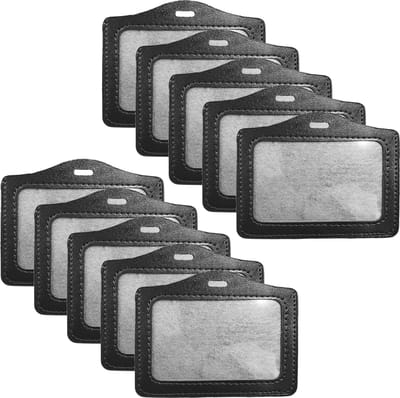 Fako Bijoux - Badgehouder - PU Leder - Kunstleer - Horizontaal - Zwart - 10 Stuks