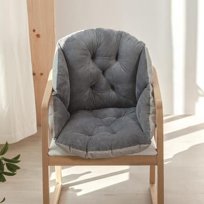 Coussin de chaise de salle à manger en peluche Coussin chaud épaissi en hiver Coussin lombaire de bureau Coussin de chaise d'ordinateur Coussin chaud en une pièce 40x48 gris