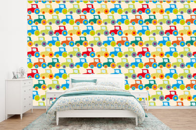Behang - Fotobehang Patronen - Trekker - Kleuren - Jongetje - Jongens - Kinderen - Kids - Breedte 320 cm x hoogte 240 cm