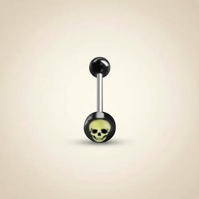 Aramat Jewels | Tongpiercings | Stalen tongpiercing met acryl logo | Kruis-Rood | |7mm | Staal | Volwassenen | Verkleurd niet