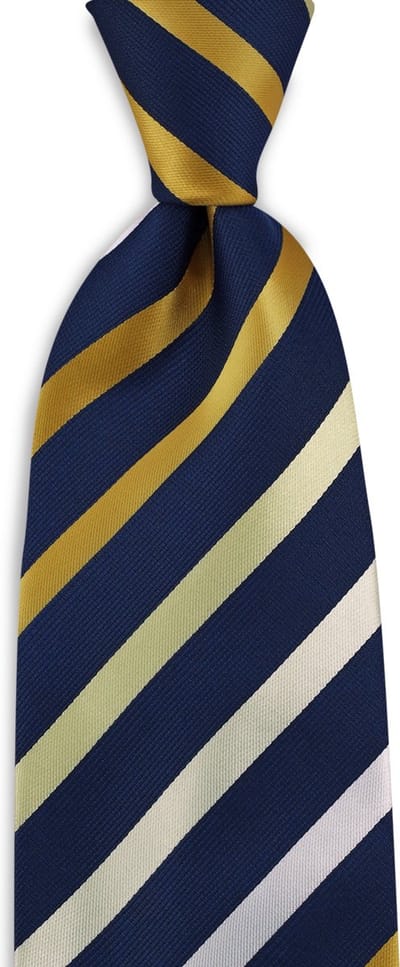 JB Collection - Stropdassen - stropdas geel / blauw / wit gestreept - geel / marineblauw / wit