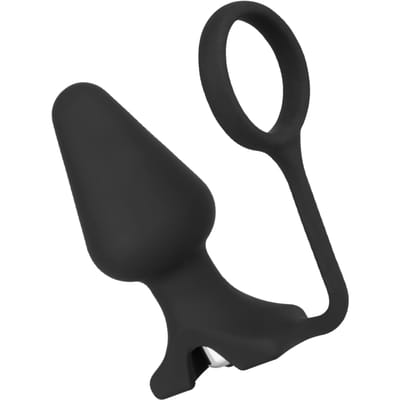 Rimba - Siliconen Buttplug met Cockring en One Speed Bullet Vibrator - Ø 4.4 cm