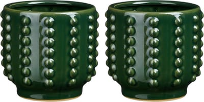Mica Decorations Bloempot Boaz - 2x - gebobbeld - groen - 13 x 14 cm