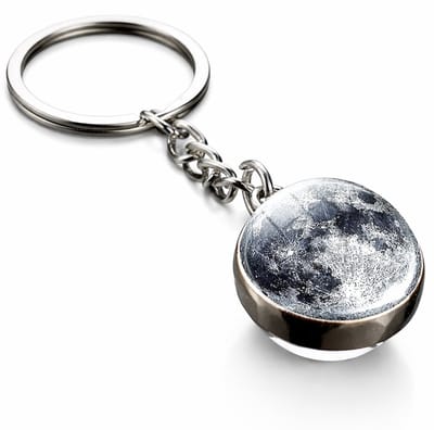Zonnestelsel Planeten Sleutelhanger Maan I Glazen Bol Sleutelhouder I Glow In dark I Voor Liefhebbers van Ruimte, Mystiek en Design