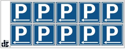 Parkeerplaats links sticker | 5 x 5 cm - 10 stuks per vel