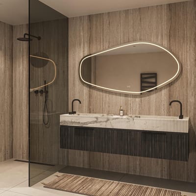 HIPP Design Phantom Organische LED spiegel - 160 x 80 cm - Directe en Indirecte LED Verlichting - Spiegelverwarming - Kleurenwissel - Touch Dimmer