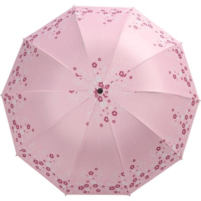 Parapluie Pliant 10 Baleines Ouverture Fermeture Manuelle Double Usage Protection UV Coupe-vent Parapluie de Soleil pour Voyage Extérieur rose