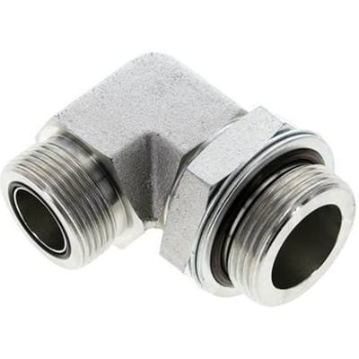 UN 1-7/16''-12 x G 1 1/4'' Buitendraad Verzinkt Stalen L-Fitting 90graden ORFS 250 Bar - Hydrauliek - FL2E-M-EZE-107U-114G-O