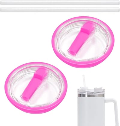 Vervangend Deksel voor 1120 ml Beker met Flip Strap, Herbruikbaar en Lekvrij, Set van 2 (Roze) - Ideaal voor Reizen en Outdoor Activiteiten