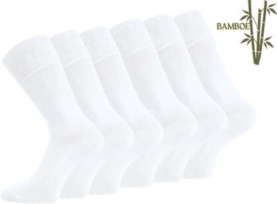 6 paar SQOTTON® Bamboe sokken - Naadloos - Heren & Dames - Wit - Maat 39-42