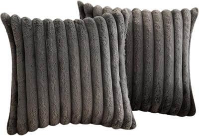 MODFU – Kussenslopen 2 stuks 50x50 cm – Zachte pluche & fluweel – Met verborgen ritssluiting – Stijlvol franjerand – Voor slaapkamer & woonkamer – Grijs