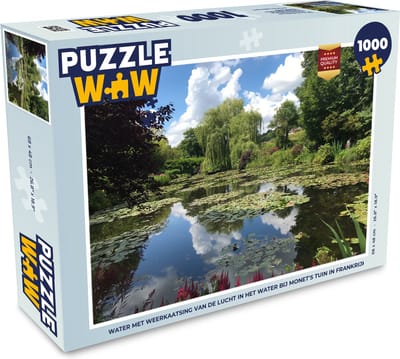 Puzzel Water met weerkaatsing van de lucht in het water bij Monet's tuin in Frankrijk - Legpuzzel - Puzzel 1000 stukjes volwassenen
