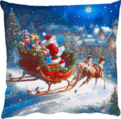 Sierkussens - Kussentjes Woonkamer - 50x50 cm - Kerstman - Rendier - Kerst - Sneeuw - Kerstdecoratie voor binnen - Kerstversiering woonkamer decoratie - Kerstmis versiering in huis - Christmas decorations - Kerstaccessoires