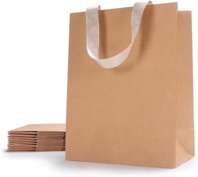 Bruine geschenkzakken - Kraft papieren zakken - Geschenken verpakken - 250 g/m² kraftpapier - 20 x 10 x 25 cm