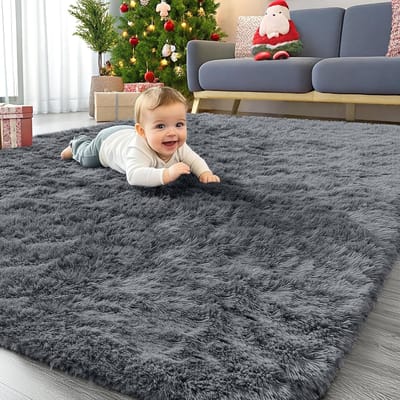 Dailygoods- Vloerkleed Hoogpolig - Antislip Onderkant - Wasbaar Tapijt - Zacht & Comfortabel - 80 x 150 cm - Veiligheidswaarschuwing