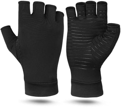 Dailygoods- Artritishandschoenen Halve Vinger - Antislip - Compressie - Ademend - Koper - Lichtgewicht en Elastisch - Compressiehandschoenen