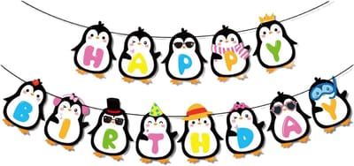 Pinguïn Banner - Feestdecoraties - Feestversiering - Bloemen Madeliefjes - 2 Stuks