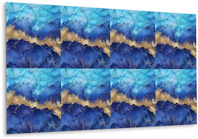 Tulup PVC Wandpaneel - Marmeren Abstractie Vinyl Wandpaneel - 100 cm x 50 cm - Blauw Wandpaneel Zelfklevend - 1 stuk - Vinyl Wandbekleding - Marmer Wandbekleding - Wandpaneel PVC - Plaktegels Keuken en Badkamer