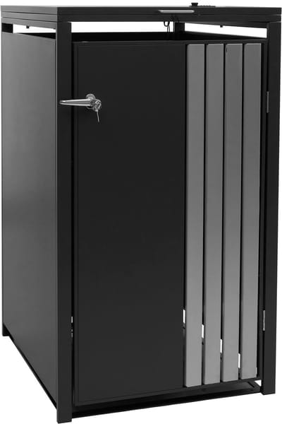 1-persoons afvalbakbekleding MCW-O67, afvalbakbox met deksel, metaal 122x68x84cm 35kg ~ antraciet roestvrij staal