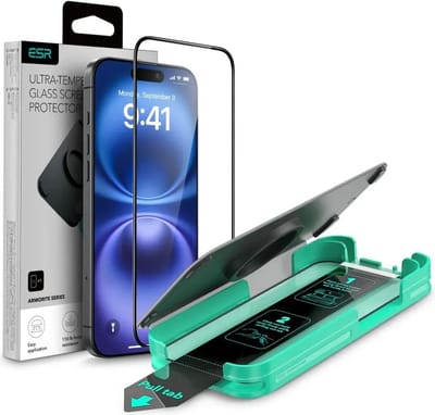 ESR Armorite Screen Protector Geschikt voor Apple iPhone 16 - 9H Tempered Glass - Case Friendly - Flawless Fit Tray - Gemakkelijke Installatie