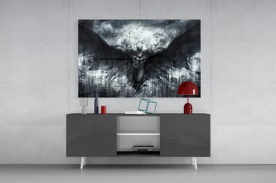 Glasschilderij - Batman - Moderne Kunst - Woonkamer - Slaapkamer - 90x60 cm