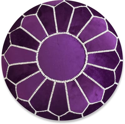 Poufs&Pillows Velvet poef Paars - Ronde poef - Fluwelen poef - Handgemaakt en uniek - Gevuld geleverd - Ideaal voor je woon-, slaap- of kinderkamer
