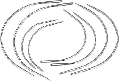 Set van 8 Gebogen Naalden - Ronde Lederen Naalden voor Het Stikken van Wigs, C-Curve Extensions en Meubelstoffering