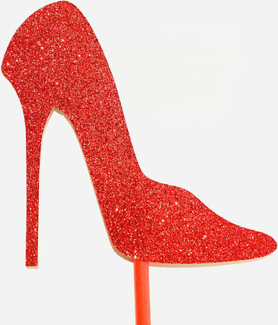 Taartdecoratie versiering| Taarttopper | Cake topper | Taartversiering I Hoge pump| Rood glitter | karton | 12 cm