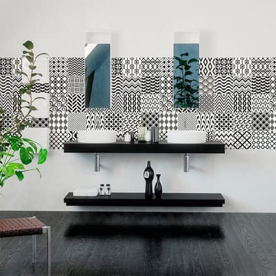 Zelfklevende muurtegelstickers voor keuken en badkamer - 30 BELFAST Scandinavische cementtegelstickers - 30 stickers 20x20cm