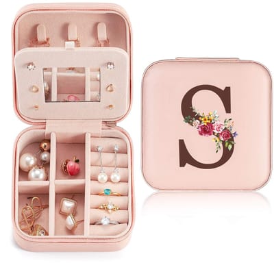 Dailygoods- Sieradendoosje Klein - Reis Sieradendoos - Met Spiegel - Voor Ringen/Oorbellen/Halskettingen - Cadeau voor Dames/Meisjes - Compact en Elegant - Juwelenkistje