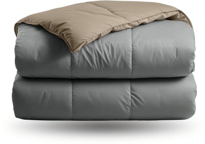 Zelesta Deluxe Duo Dream Anthracite & Taupe 200x200 - Dekbed zonder overtrek - Eco Cloud vulling - Wasbaar hoesloos dekbed - Vaste overtrek - Percal katoen dekbed - All Year Winterdekbed & Zomerdekbed