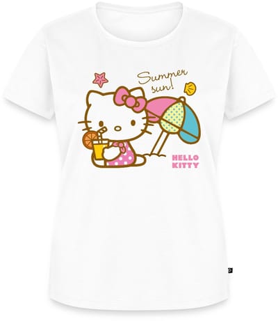 Hello Kitty Op Het Strand Onder Een Zonnescherm Premium T Shirt Dames