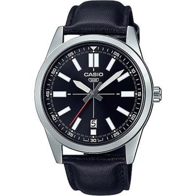 Casio CASIOSTANDARD Serie Heren Wijzerplaat Horloge Serie Klassiek Casual Datumweergave Algemene Tijdregistratie Status Kwarts Uurwerk Leer MTP-VD02L-1E zwart